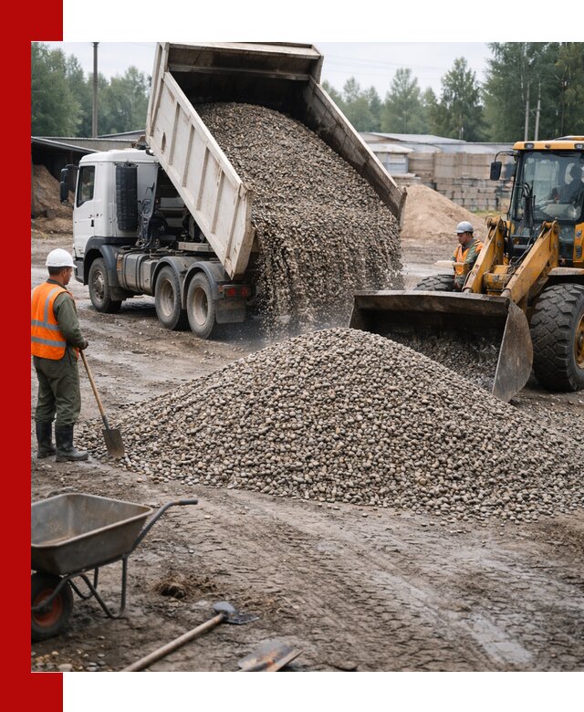 Мытый гравий с доставкой в Кисловодске от карьера до участка