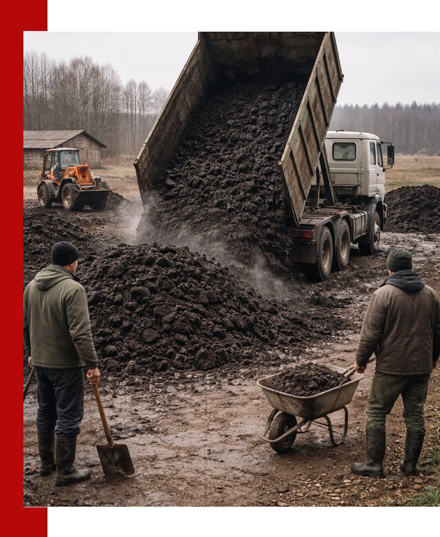 Доставка низинного торфа с разгрузкой и доставкой в Кисловодске