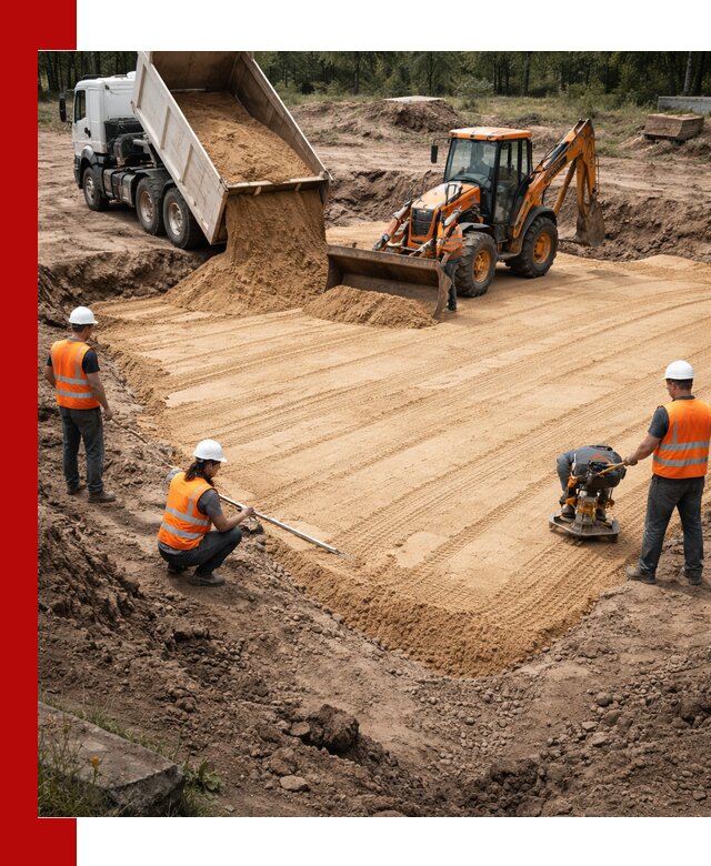 Устройство песчаной подушки для фундаментов и дорог в Кисловодске